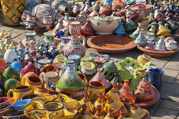Ceramic Pots on offer in a Moroccan market in the city of Meknes