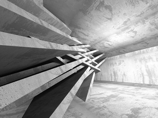 Dark basement empty room interior. Concrete walls