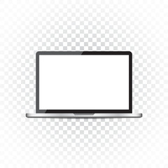 Laptop with white screen flat icon. Computer vector illustration on isolated background.