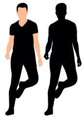 Vector illustration, silhouette of a guy dancing