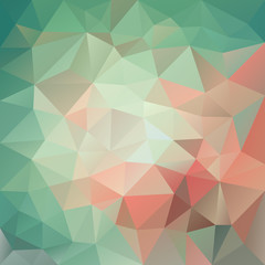 vector retro abstract irregular polygon background with a triangle pattern in green and old pink color