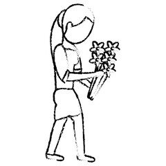 mom with flower decoration vector illustration eps 10