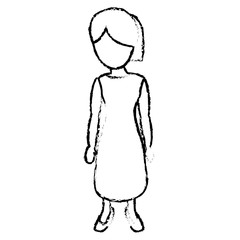 sketch woman mother character vector illustration eps 10