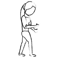 sketch woman mother character vector illustration eps 10