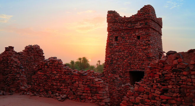 Ruins of Ouadane fortress in Sahara, Mauritania
