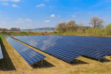 Solar panels on field