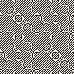 Seamless monochrome waving pattern. Abstract stripy background. Vector irregular round stripes design.