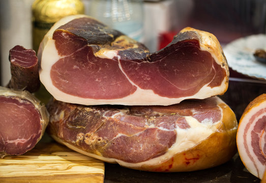  Italian different traditional  ham and cheese at the store