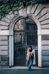Street fashion look blonde woman italy