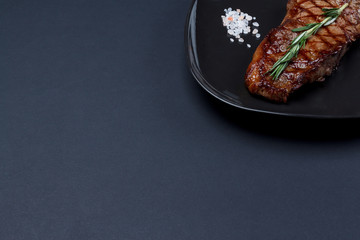 Grilled New York Steak  with rosemary and pink himalanian salt o