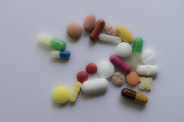 pills on white background