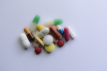 pills on white background