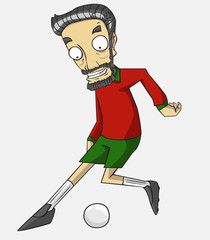 soccer player action kick the ball.  cartoon vector and illustration