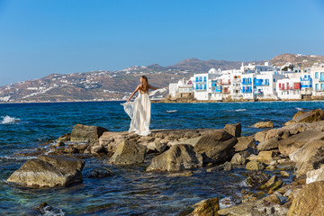 Young woman  in white dress