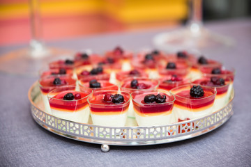 Desserts - Panna Cotta, Dessert buffet.