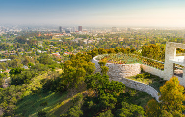 Botanical garden in Los Angeles with city view , USA