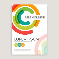 Annual report brochure design cover with multicolored semirings