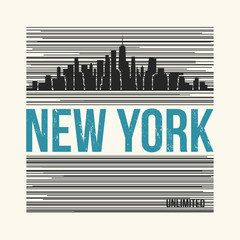 New York City t-shirt design. Vector illustration. - obrazy, fototapety, plakaty