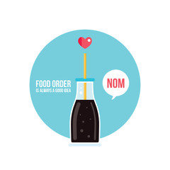 Delicious drinks Cola bottle on blue background