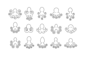 Octopus logo illustration set. Octopus symbol