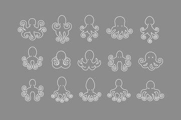 Octopus logo illustration set. Octopus symbol