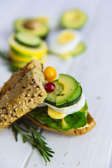 Sandwich with avocado and poached egg
