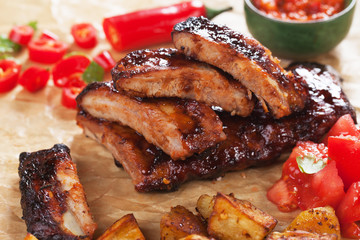 Honey glazed pork ribs