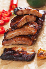 Honey glazed pork ribs