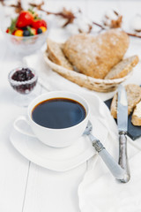 Rustic breakfast with coffee 
