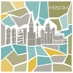 Moscow building vector card