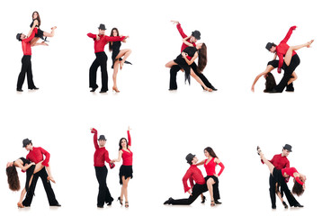 Pair of dancers isolated on the white