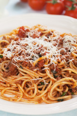 Italian spaghetti in sauce bolognese