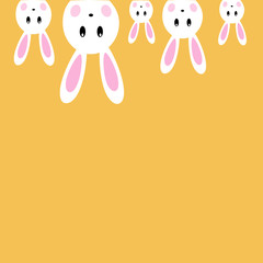 White easter rabbits on orange background.