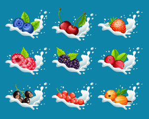 Obraz na płótnie Canvas Cartoon Natural Sweet Products Set