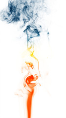 Colorful fantasy smoke on white background