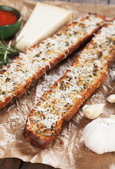 Toasted garlic bread with parmesan cheese