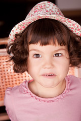 Asian girl with curly short hair
