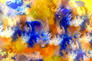 Orange and dark blue watercolor stain texture