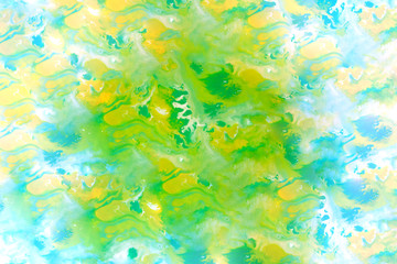 Textuere of green and yellow stain watercolor