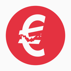 Crashed euro sign, financial crisis, business illustration vector