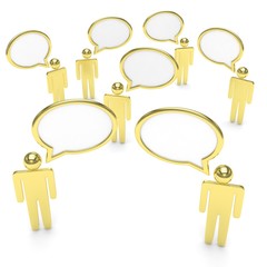 people with talk bubbles isolated over a white background. 3d rendering.