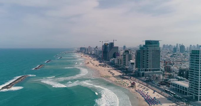 Hotels on the coastline of Tel Aviv.