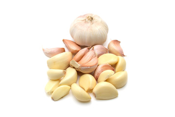 Fresh garlics isolated on white background