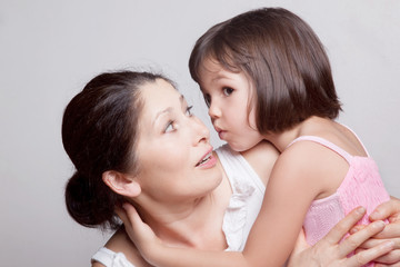 Grandmother and granddaughter. Gossip