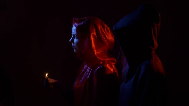 Satanic witches performing dark ritual. 4K UHD