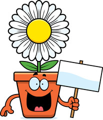 Naklejka premium Cartoon Flowerpot Sign