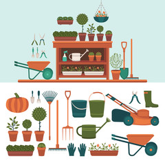 Collection of tools for gardening.