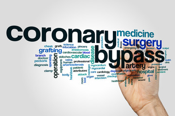 Coronary bypass word cloud concept on grey background