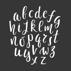 Modern lower case vector alphabet on dark background. Calligraphy letters. Typography font.