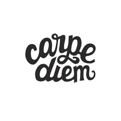 Carpe diem - hand drawn motivational latin phrase. Means 'seize the day' or 'enjoy the moment'. Good for postcards, t-shirts, stickers, overlay and etc.